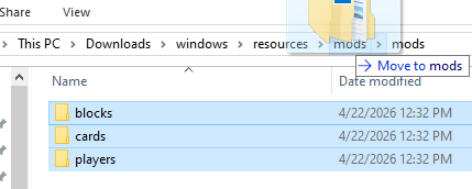 Drag to mods folder